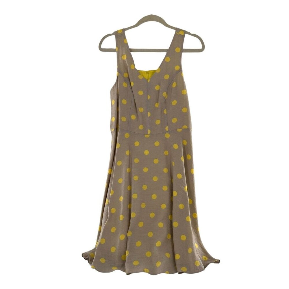 Yumi Yellow Polka Dot 8/10 L Sleeveless Fit & Flare Dress Viscose Linen‎ Boho